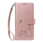 For Xiaomi Redmi A5 NFC (EU) (173.45mm) Case Cat Pattern Imprint Leather Phone Cover with Wrist Strap