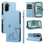 For Xiaomi Redmi A5 NFC (EU) (173.45mm) Case Cat Pattern Imprint Leather Phone Cover with Wrist Strap