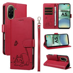 For Xiaomi Redmi A5 NFC (EU) (173.45mm) Case Cat Pattern Imprint Leather Phone Cover with Wrist Strap