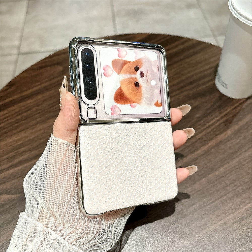 For Huawei Pura X Case Electroplated Frame PU Leather + PC Slim Shockproof Cover