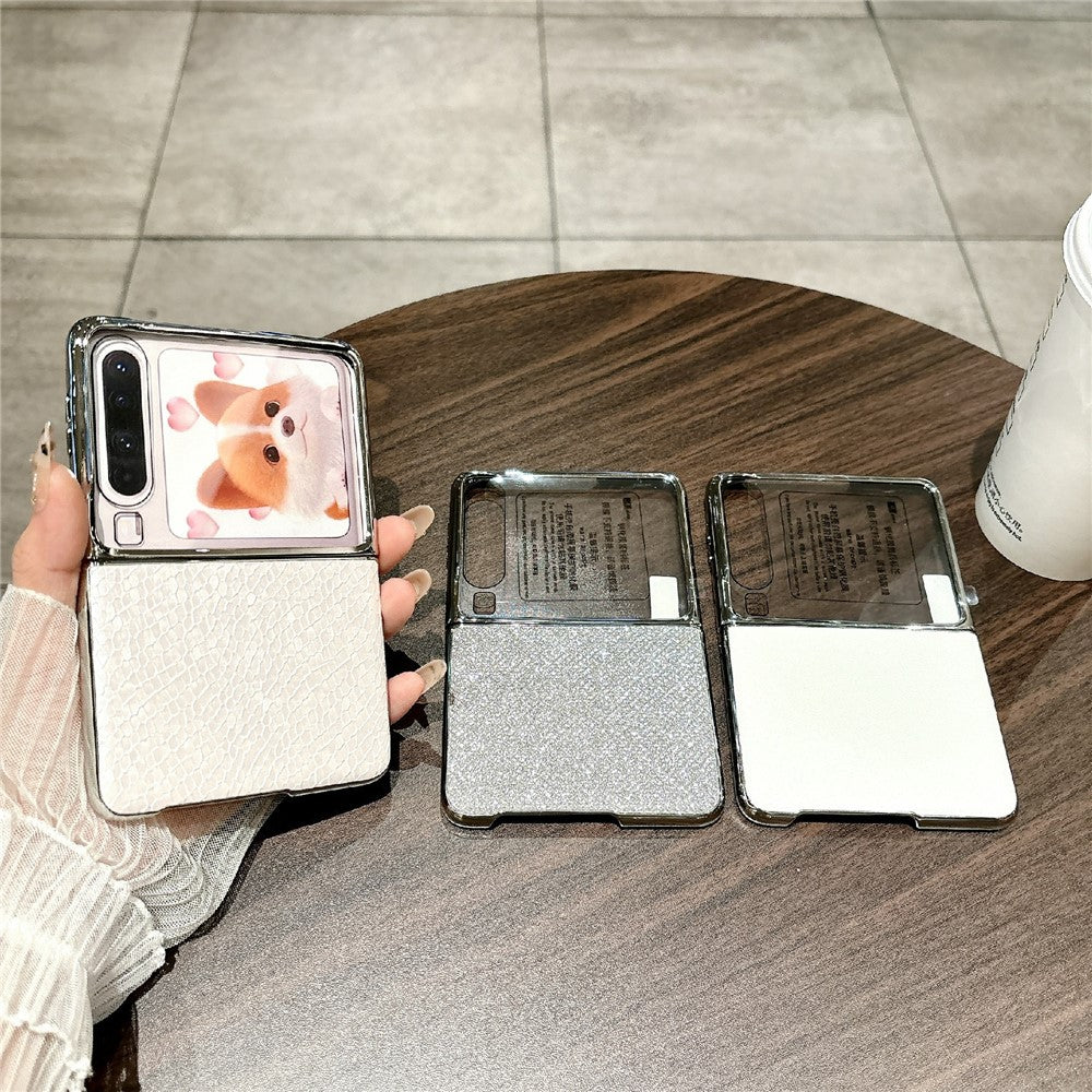 For Huawei Pura X Case Electroplated Frame PU Leather + PC Slim Shockproof Cover