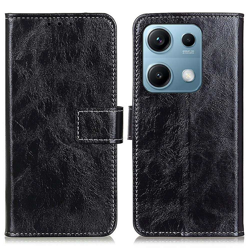 Xiaomi Redmi Note 14S 4G Plånboksfodral Lädermobilfodral Crazy Horse Texture