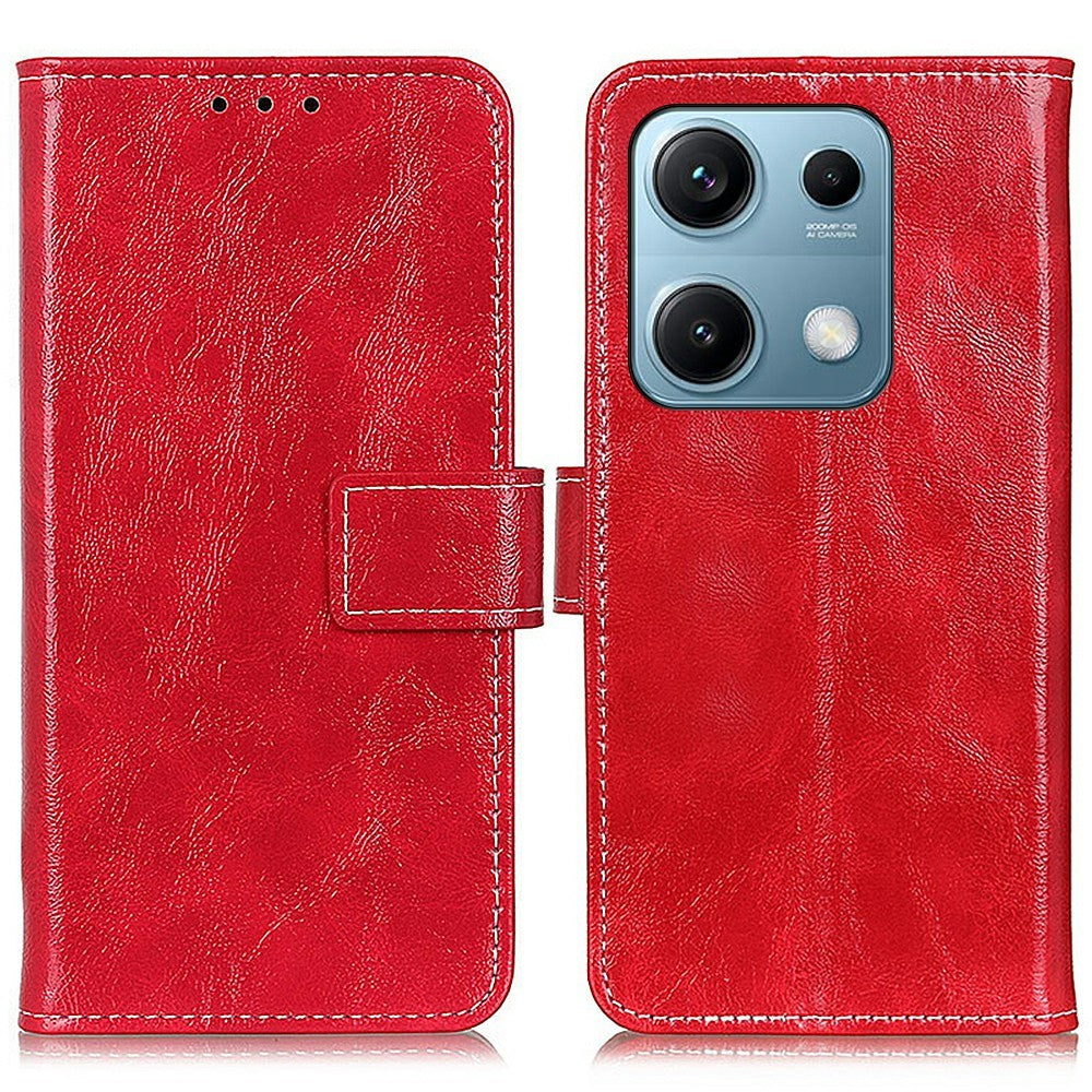 Xiaomi Redmi Note 14S 4G Plånboksfodral Lädermobilfodral Crazy Horse Texture