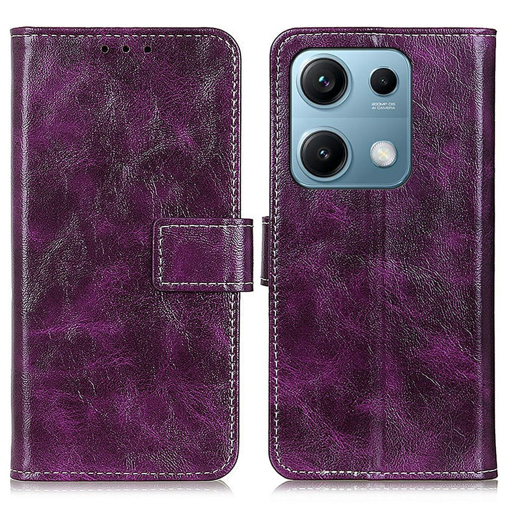 Xiaomi Redmi Note 14S 4G Plånboksfodral Lädermobilfodral Crazy Horse Texture