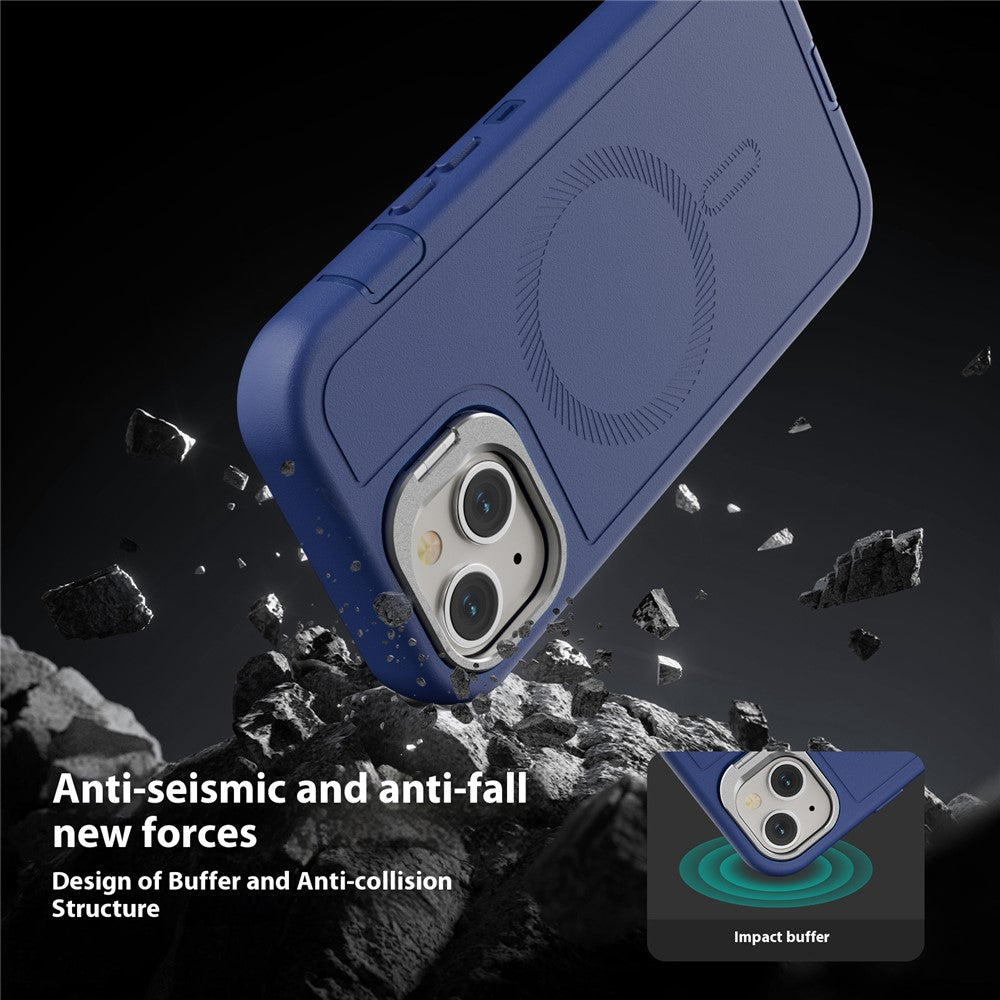 For iPhone 15 Magnetic Case Lens Kickstand 3 in 1 Detachable TPU + PC Phone Back Cover with Lanyard