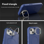 For iPhone 15 Magnetic Case Lens Kickstand 3 in 1 Detachable TPU + PC Phone Back Cover with Lanyard