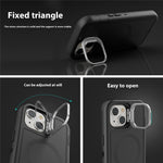 Til iPhone 15 Plus Magnetisk Etui med Linseholder og Kickstand 3-i-1 Aftageligt TPU + PC Telefonbagcover med Lanyard