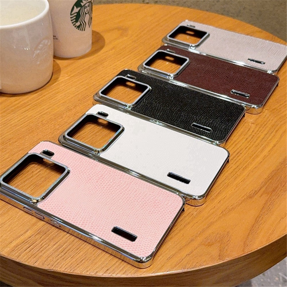 For Xiaomi 15 Case Lizard Textured PU + PC Phone Back Cover Electroplating
