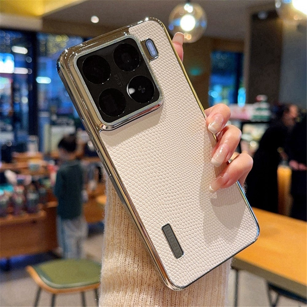For Xiaomi 15 Pro Case Lizard Textured PU + PC Phone Back Cover Electroplating