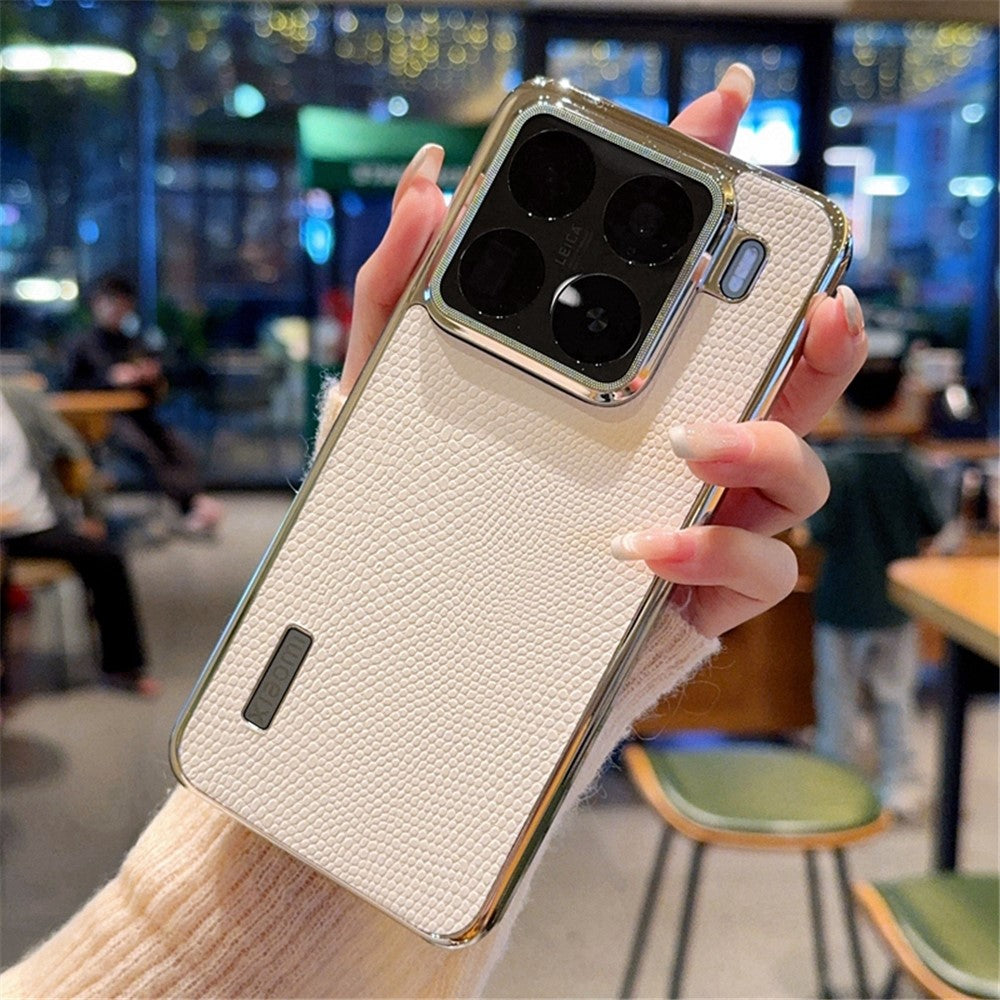 For Xiaomi 15 Pro Case Lizard Textured PU + PC Phone Back Cover Electroplating