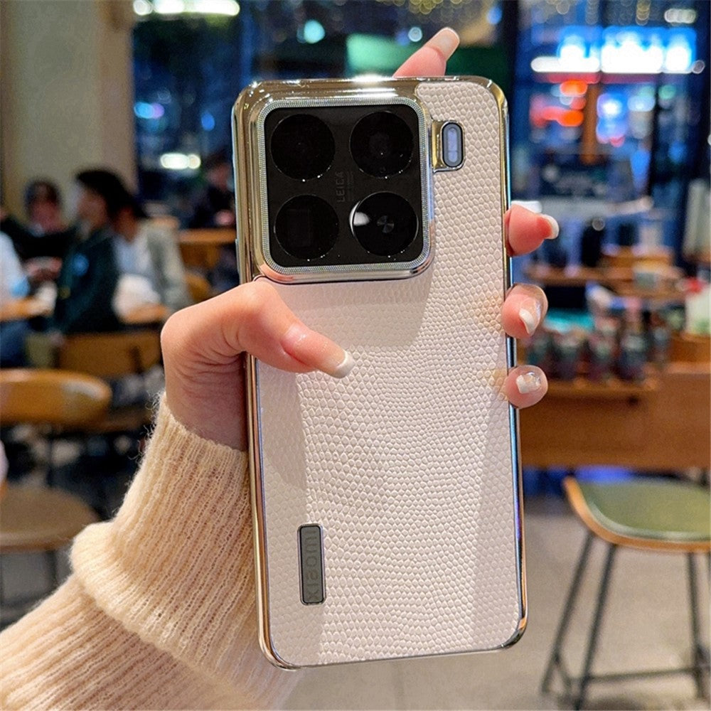 For Xiaomi 15 Pro Case Lizard Textured PU + PC Phone Back Cover Electroplating