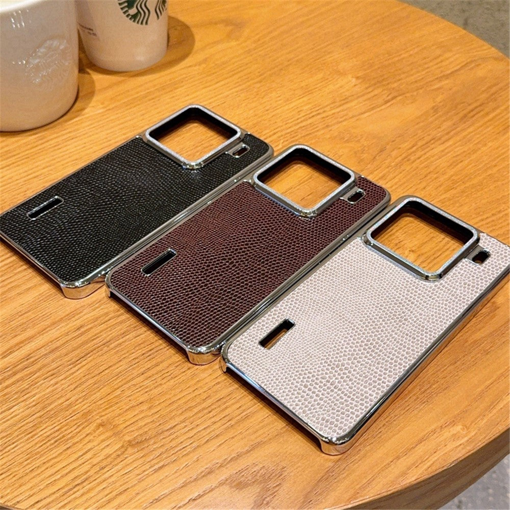 For Xiaomi 15 Pro Case Lizard Textured PU + PC Phone Back Cover Electroplating