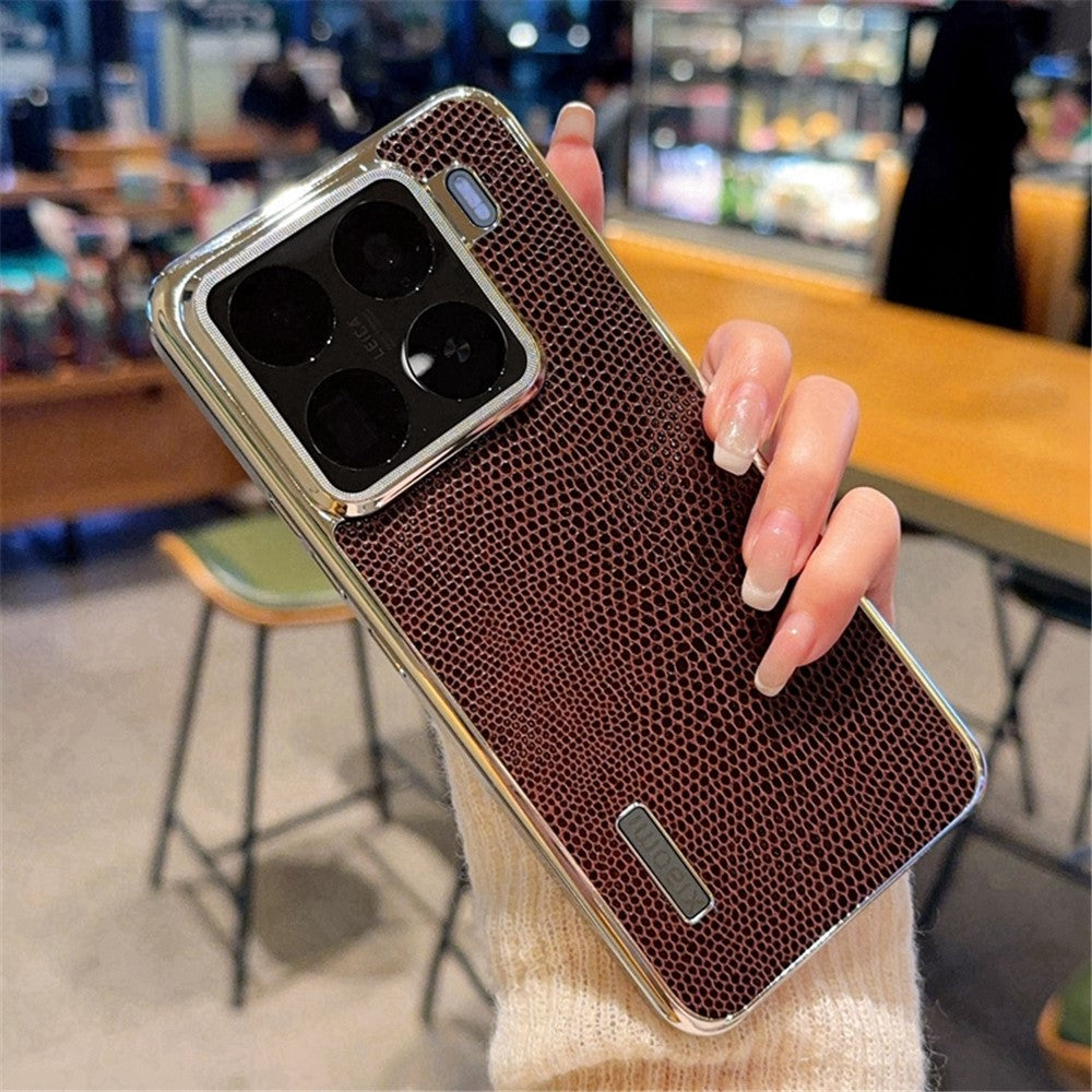 For Xiaomi 15 Pro Case Lizard Textured PU + PC Phone Back Cover Electroplating