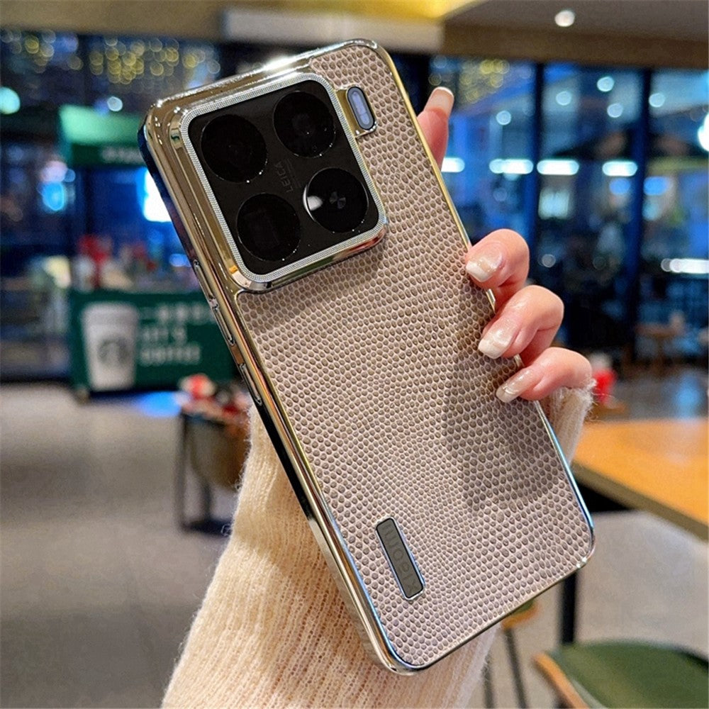 For Xiaomi 15 Pro Case Lizard Textured PU + PC Phone Back Cover Electroplating