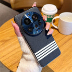 For Xiaomi 15 Ultra Case Cloth Texture Four Line Design Electroplating PC + PU Phone Back Cover
