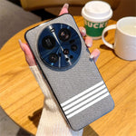 For Xiaomi 15 Ultra Case Cloth Texture Four Line Design Electroplating PC + PU Phone Back Cover
