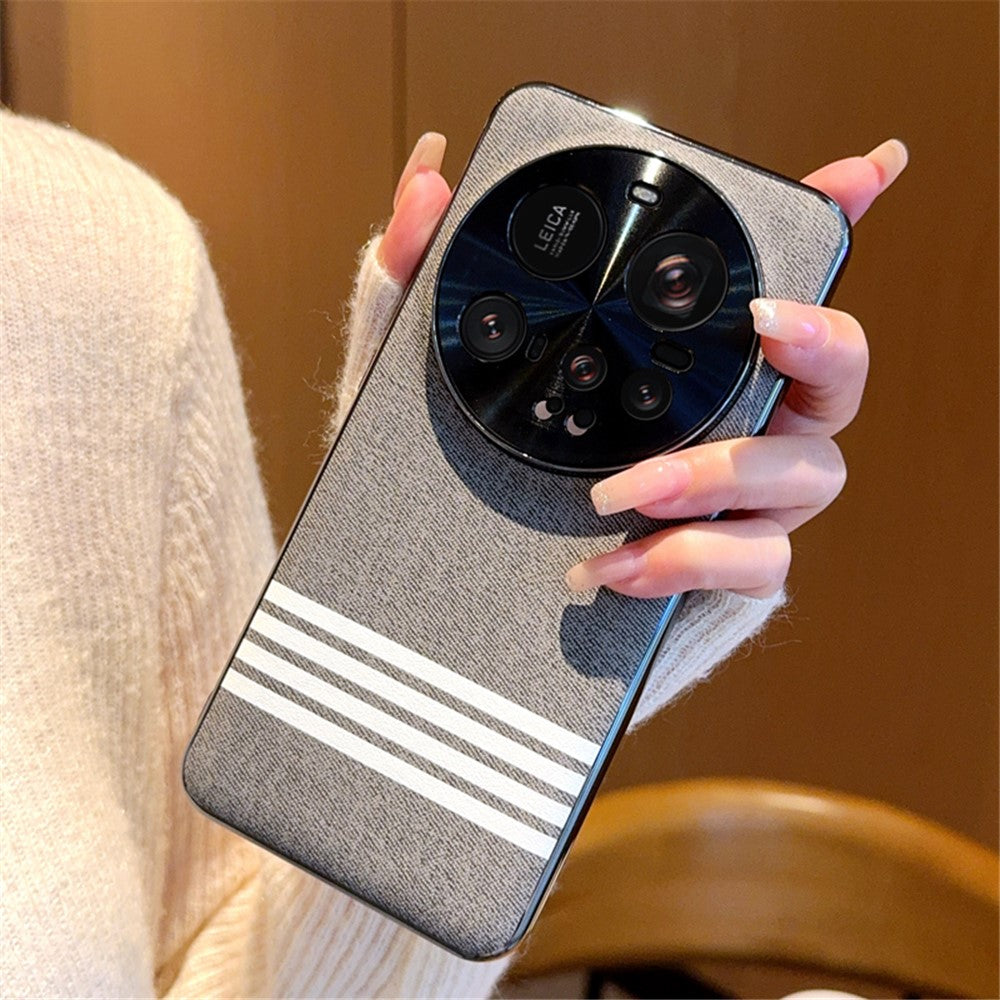 For Xiaomi 15 Ultra Case Cloth Texture Four Line Design Electroplating PC + PU Phone Back Cover