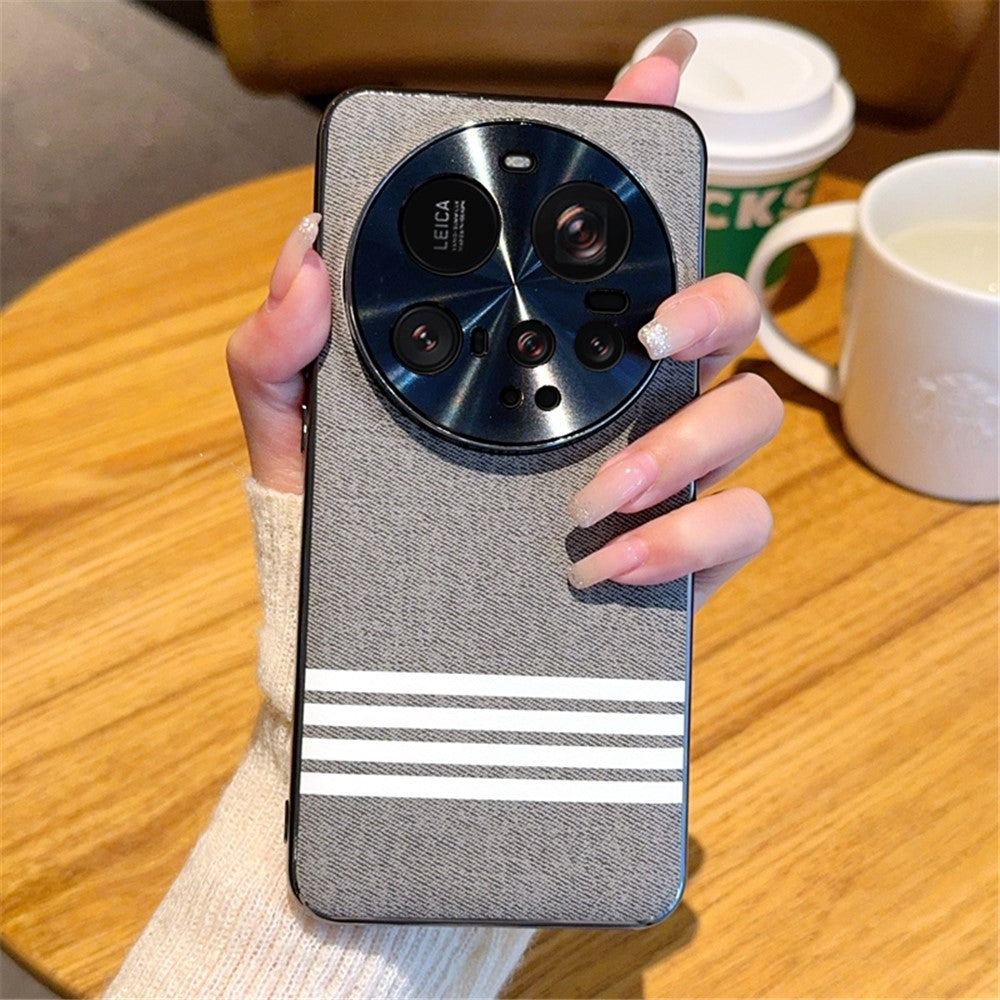 For Xiaomi 15 Ultra Case Cloth Texture Four Line Design Electroplating PC + PU Phone Back Cover