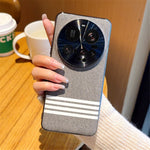 For Xiaomi 15 Ultra Case Cloth Texture Four Line Design Electroplating PC + PU Phone Back Cover