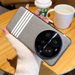 For Xiaomi 15 Ultra Case Cloth Texture Four Line Design Electroplating PC + PU Phone Back Cover