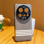 For Xiaomi 15 Ultra Case Cloth Texture Four Line Design Electroplating PC + PU Phone Back Cover
