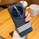 For Xiaomi 14 Ultra Case Cloth Texture Four Line Design Electroplating PC + PU Phone Back Cover