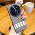 For Xiaomi 14 Ultra Case Cloth Texture Four Line Design Electroplating PC + PU Phone Back Cover