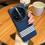 For Xiaomi 14 Ultra Case Cloth Texture Four Line Design Electroplating PC + PU Phone Back Cover