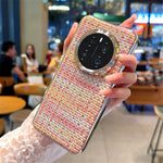 For Honor Magic7 Pro 5G Case Electroplating Silver Edge Woven Texture PU Leather + PC Phone Cover