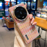 For Xiaomi 14 Ultra Case Electroplating Silver Edge Woven Texture PU Leather + PC Phone Cover