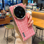 For Xiaomi 14 Ultra Case Electroplating Silver Edge Woven Texture PU Leather + PC Phone Cover