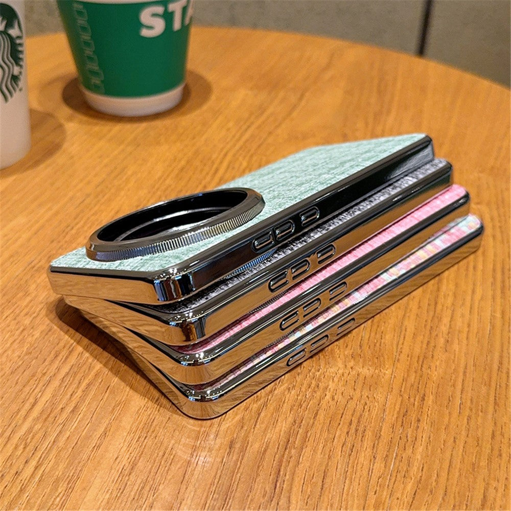 Xiaomi 15 Ultra-skal Galvaniserat silverfärgat vävt PU-läder + PC-mobilskal