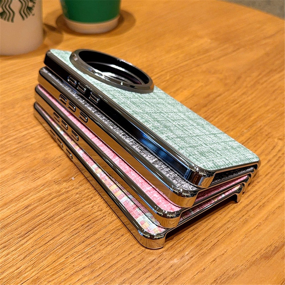 Xiaomi 15 Ultra-skal Galvaniserat silverfärgat vävt PU-läder + PC-mobilskal