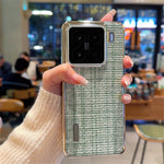 For Xiaomi 15 Case Electroplating Silver Edge Woven Texture PU Leather + PC Phone Cover