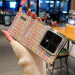 For Xiaomi 15 Pro Case Electroplating Silver Edge Woven Texture PU Leather + PC Phone Cover