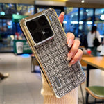 For Xiaomi 15 Pro Case Electroplating Silver Edge Woven Texture PU Leather + PC Phone Cover
