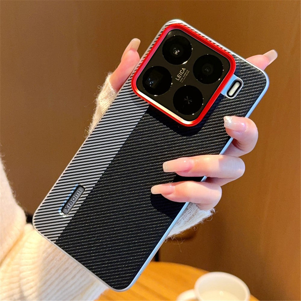 For Xiaomi 15 Pro Case Camera-Style Carbon Fiber Texture Leather + PC Phone Cover