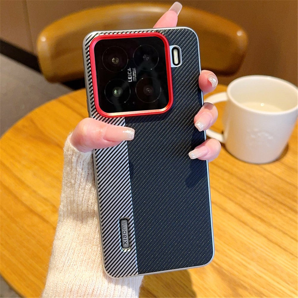 For Xiaomi 15 Pro Case Camera-Style Carbon Fiber Texture Leather + PC Phone Cover