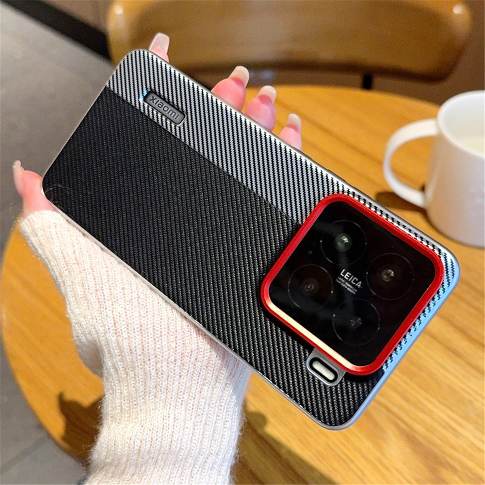 For Xiaomi 15 Pro Case Camera-Style Carbon Fiber Texture Leather + PC Phone Cover