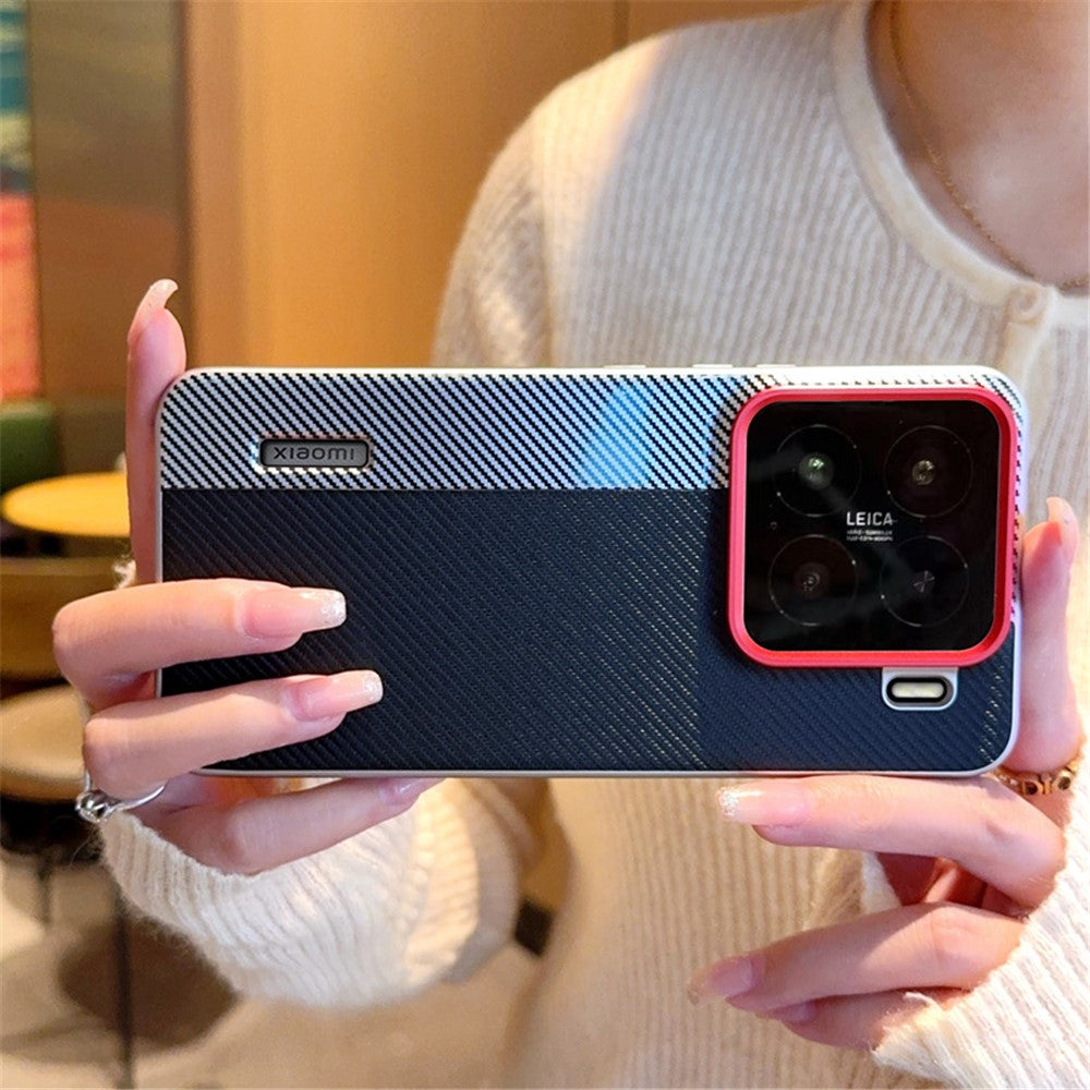 For Xiaomi 15 Pro Case Camera-Style Carbon Fiber Texture Leather + PC Phone Cover