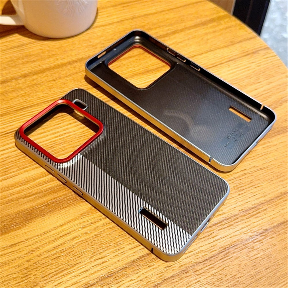 For Xiaomi 15 Pro Case Camera-Style Carbon Fiber Texture Leather + PC Phone Cover