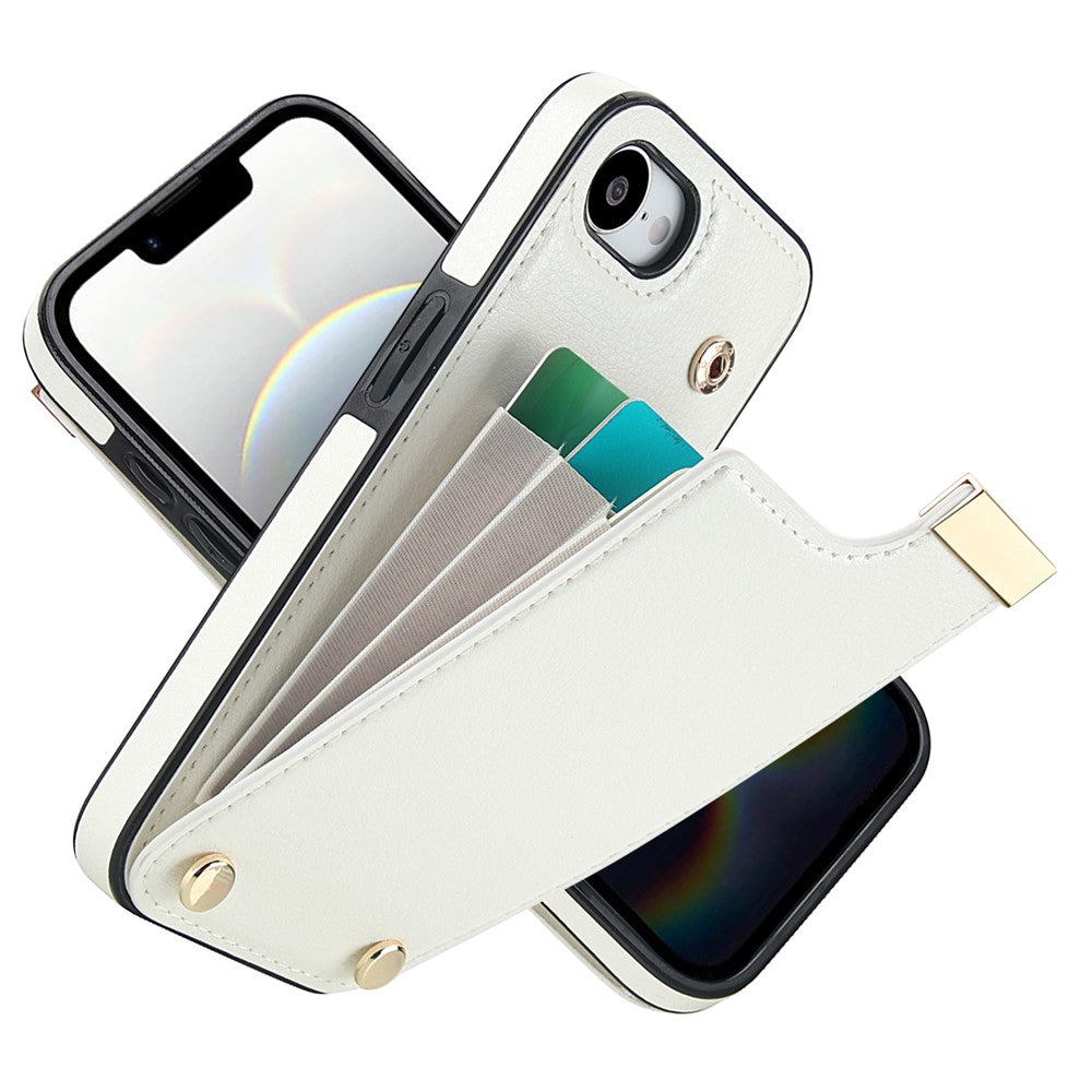 For iPhone 17th / 16th Case TPU + PU Leather Hardware Decor Phone Cover with Card Holder