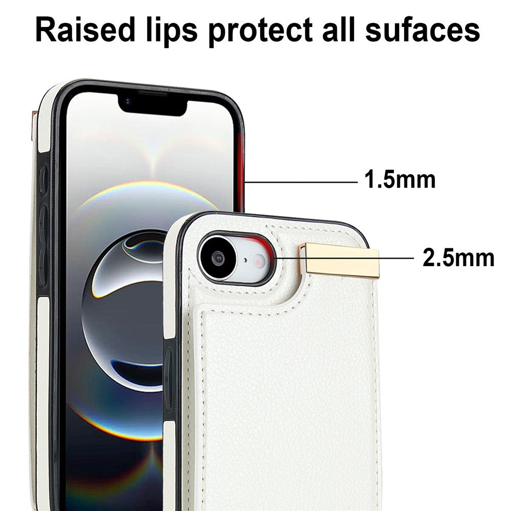 For iPhone 17th / 16th Case TPU + PU Leather Hardware Decor Phone Cover with Card Holder