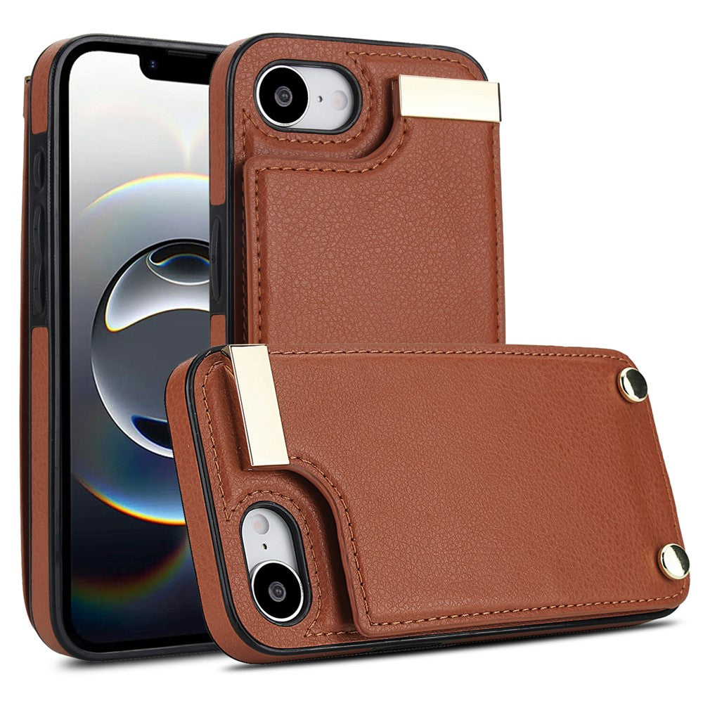 For iPhone 17th / 16th Case TPU + PU Leather Hardware Decor Phone Cover with Card Holder