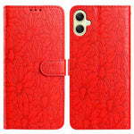 Til Samsung Galaxy A08 5G / A08 4G / A07 4G / A06 4G / A06 5G læderetui med margueritpræg, pung og standfunktion