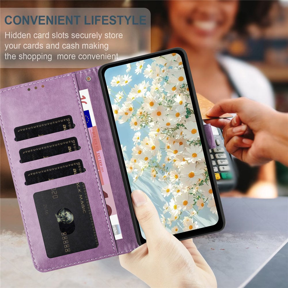 For Xiaomi Redmi Note 14 4G (164.84mm) Leather Case Daisy Imprint Wallet Stand Phone Protective Cover