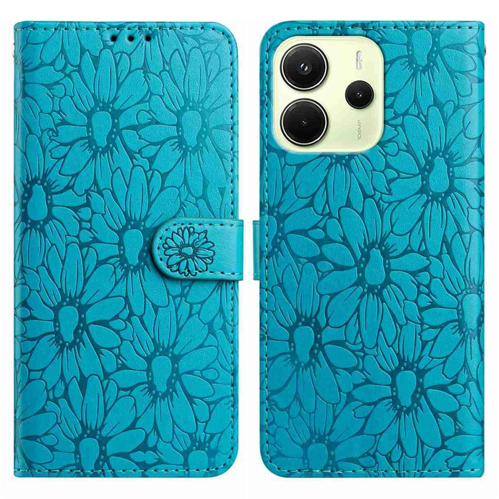 For Xiaomi Redmi Note 14 4G (164.84mm) Leather Case Daisy Imprint Wallet Stand Phone Protective Cover