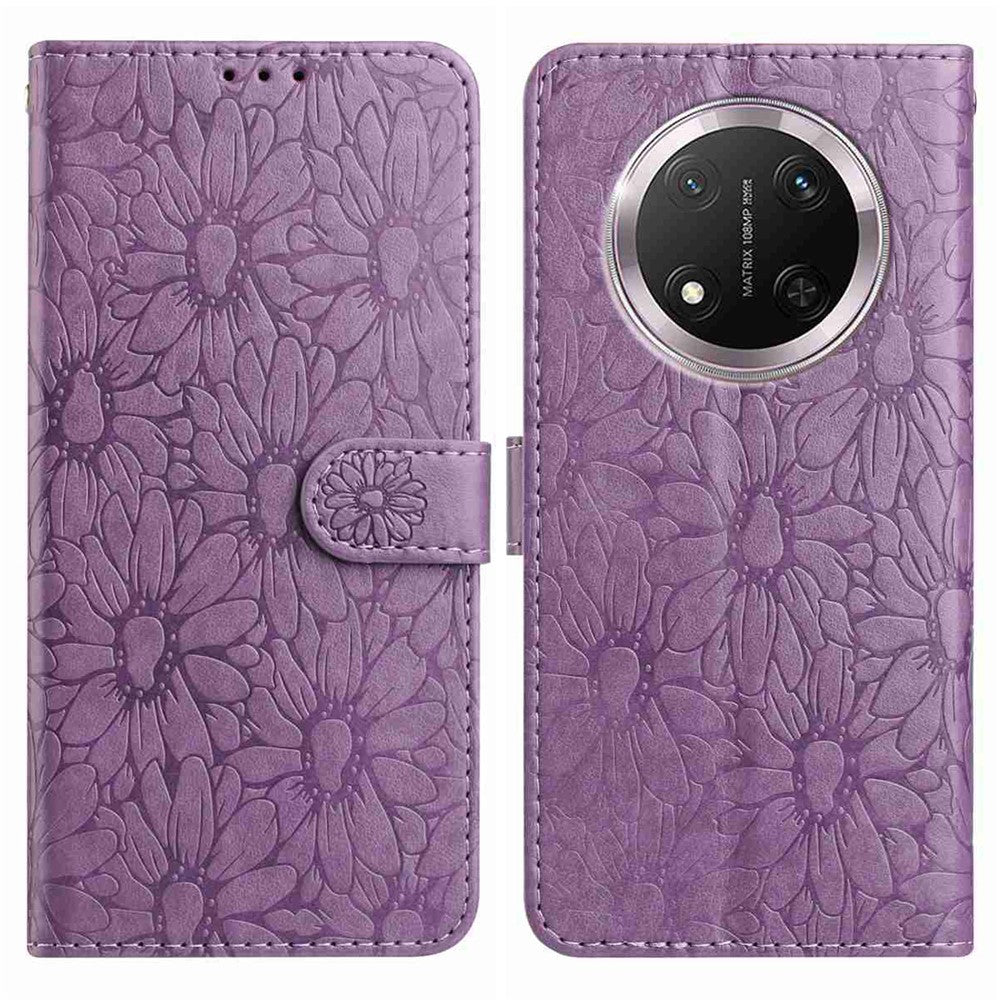 For Honor Magic7 Lite 5G / X9c 5G / X60 Pro 5G Leather Case Daisy Imprint Wallet Stand Phone Protective Cover