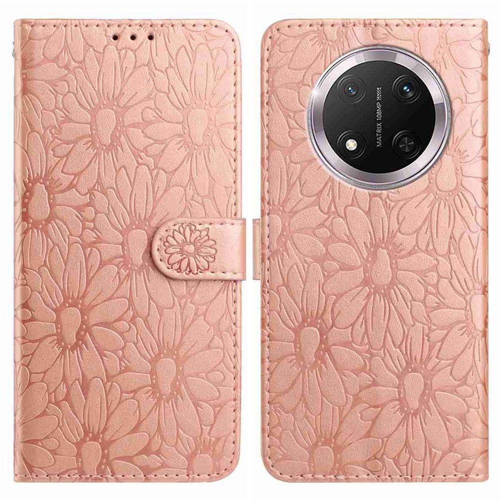 For Honor Magic7 Lite 5G / X9c 5G / X60 Pro 5G Leather Case Daisy Imprint Wallet Stand Phone Protective Cover