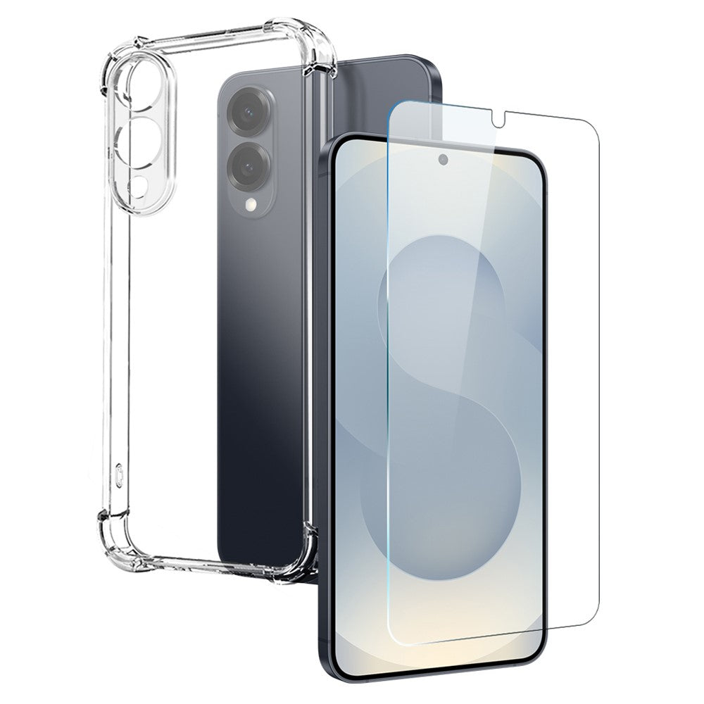 NORTHJO För Samsung Galaxy S25 Edge Genomskinligt Skal Stötsäkert TPU-Skal med Härdat Glas och Stöd för Fingeravtryckslåsning